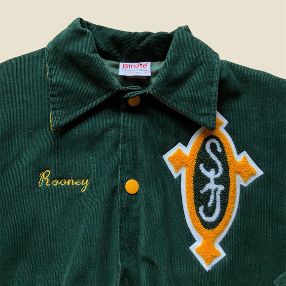 1980s St. Isaacs Trojans Corduroy Varsity Jacket - Picture 3 of 5